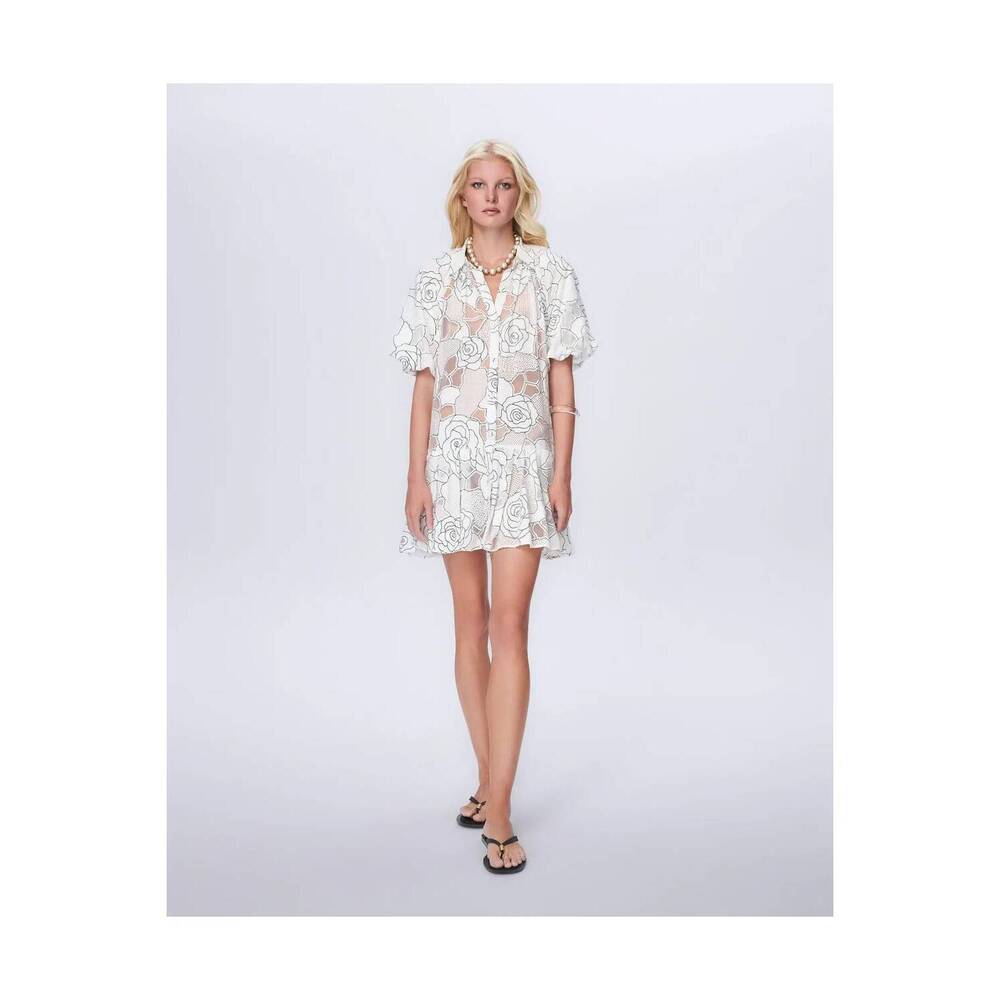 NEW THEO THE LABEL ourania puff sleeve shirtdress in ivory